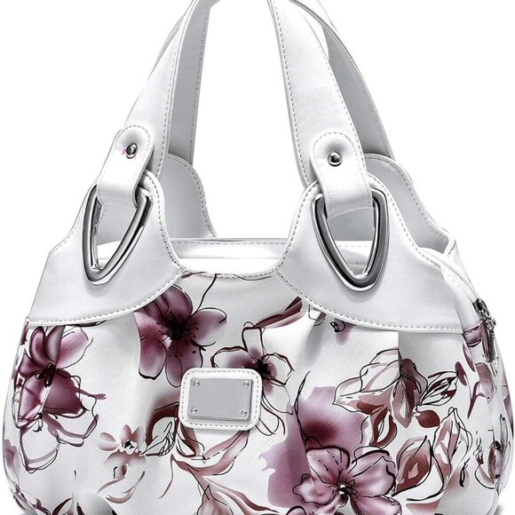 Handbags - Vegan Leather Purse for Women Fashion Hobo Style Floral Handbag